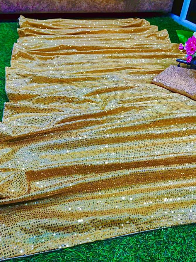153 Kiara Gold Stylish Party Wear Sequence Work Latest Saree Collection